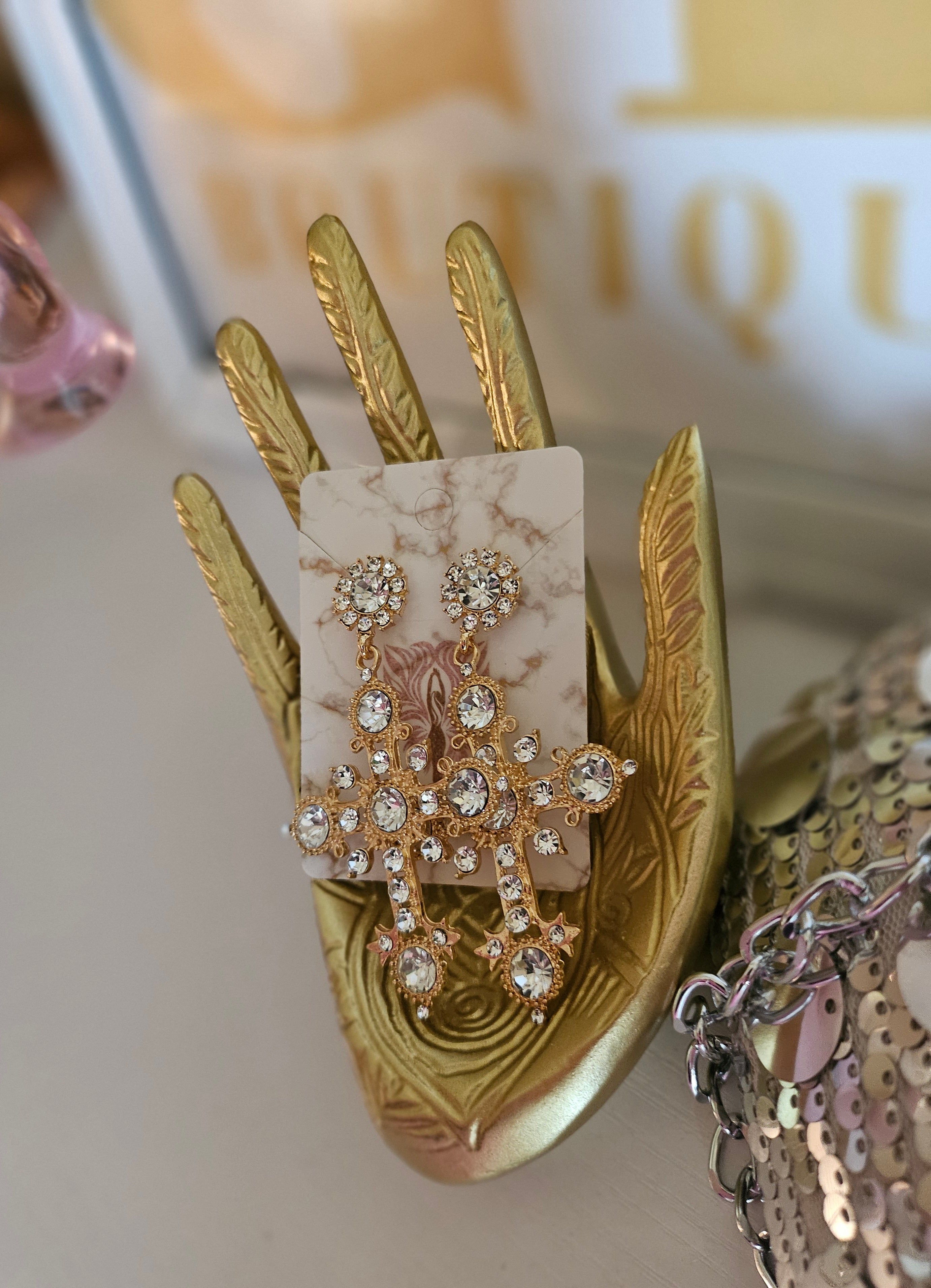 Diamond crucifix Earrings