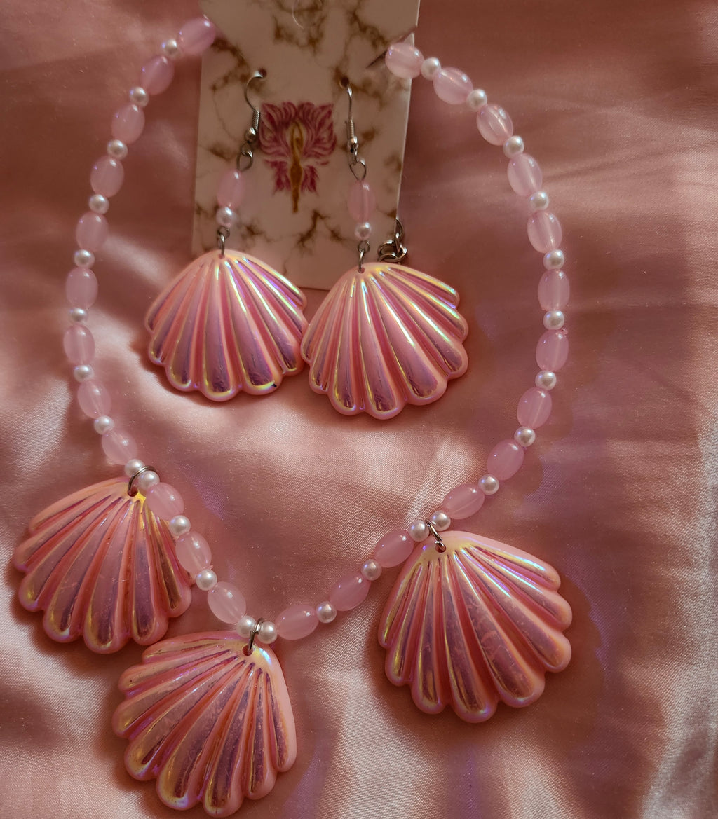 Pink caracol Necklace set