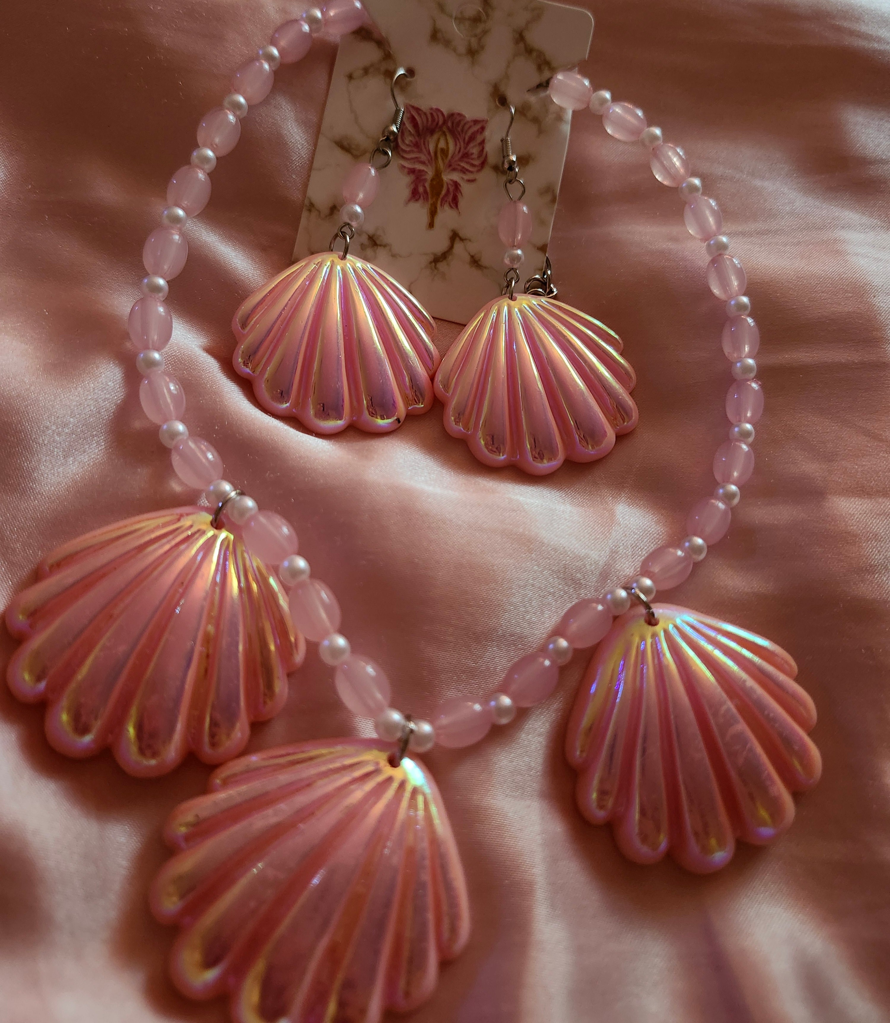 Pink caracol Necklace set