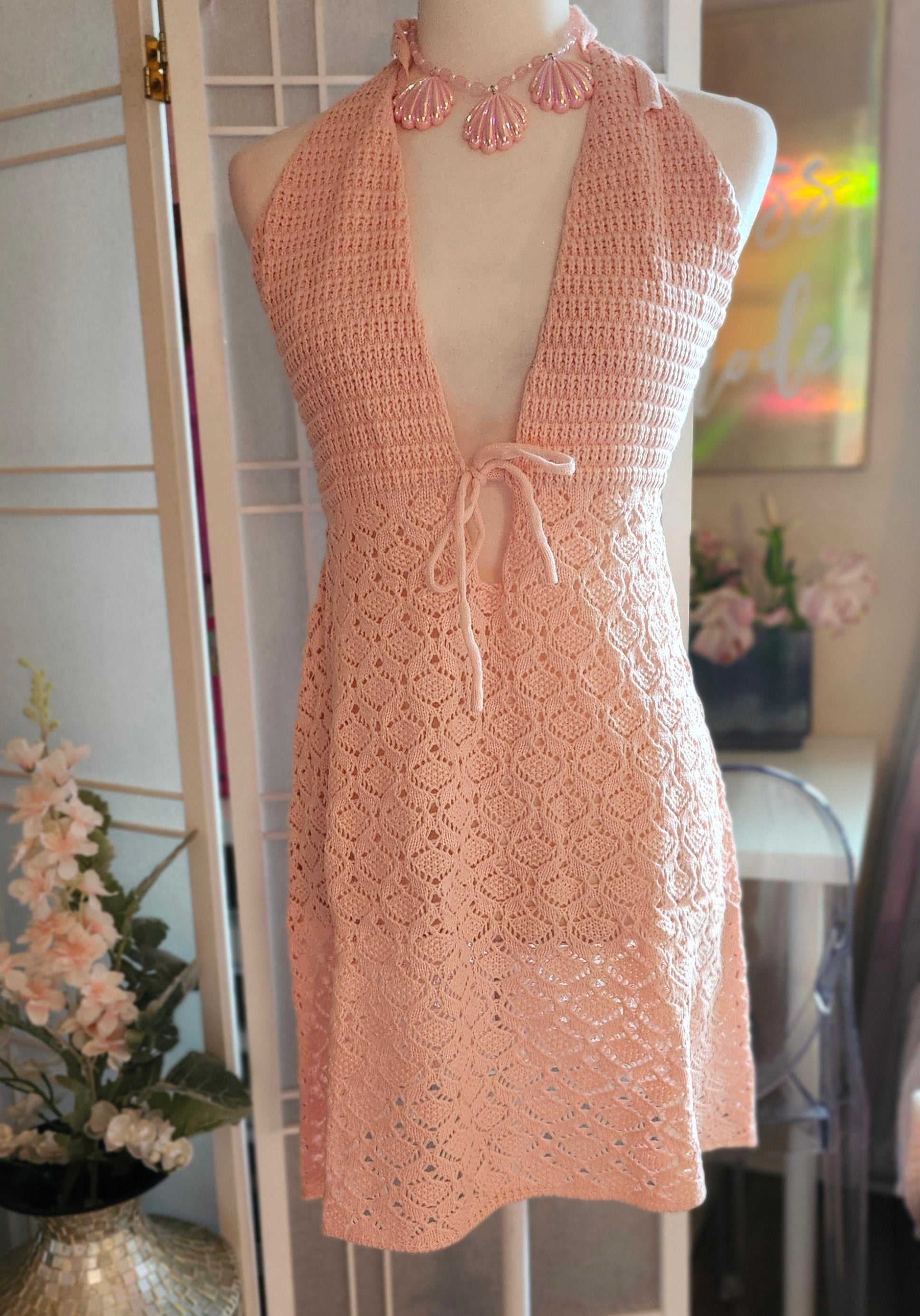 Emma Pink Crochet dress
