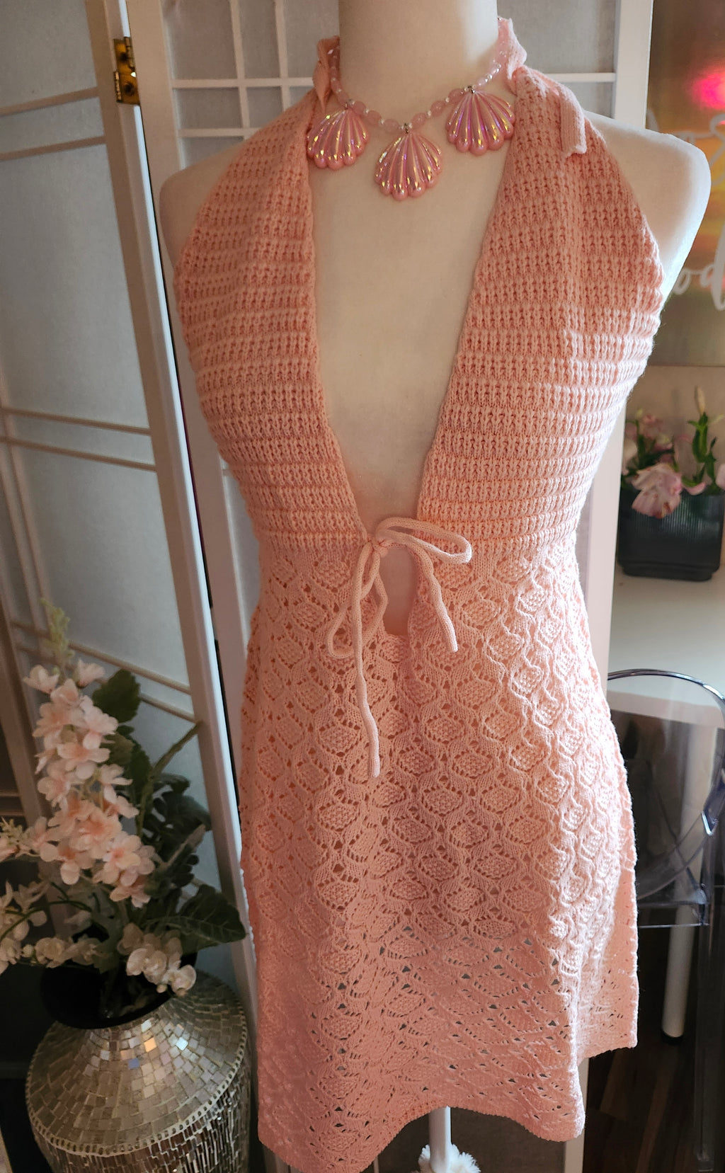 Emma Pink Crochet dress