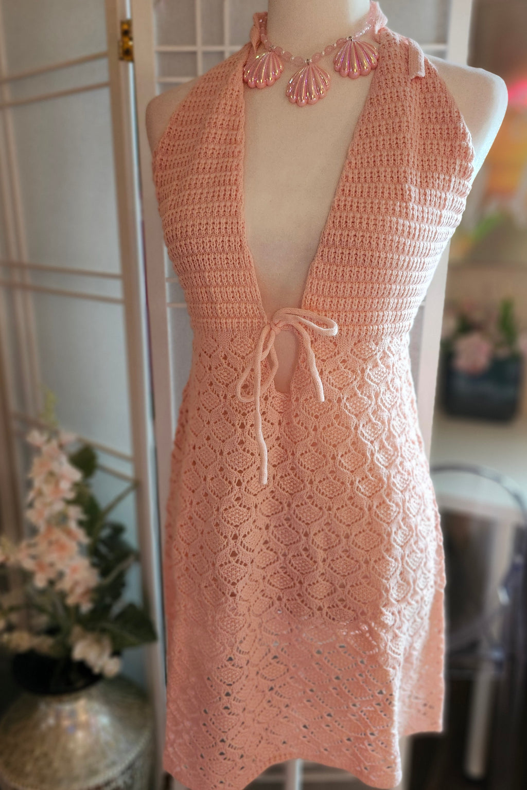 Emma Pink Crochet dress