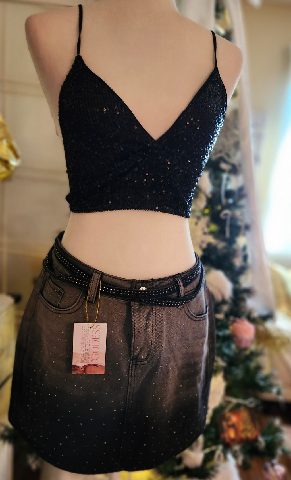 Berry Diamond denim skirt