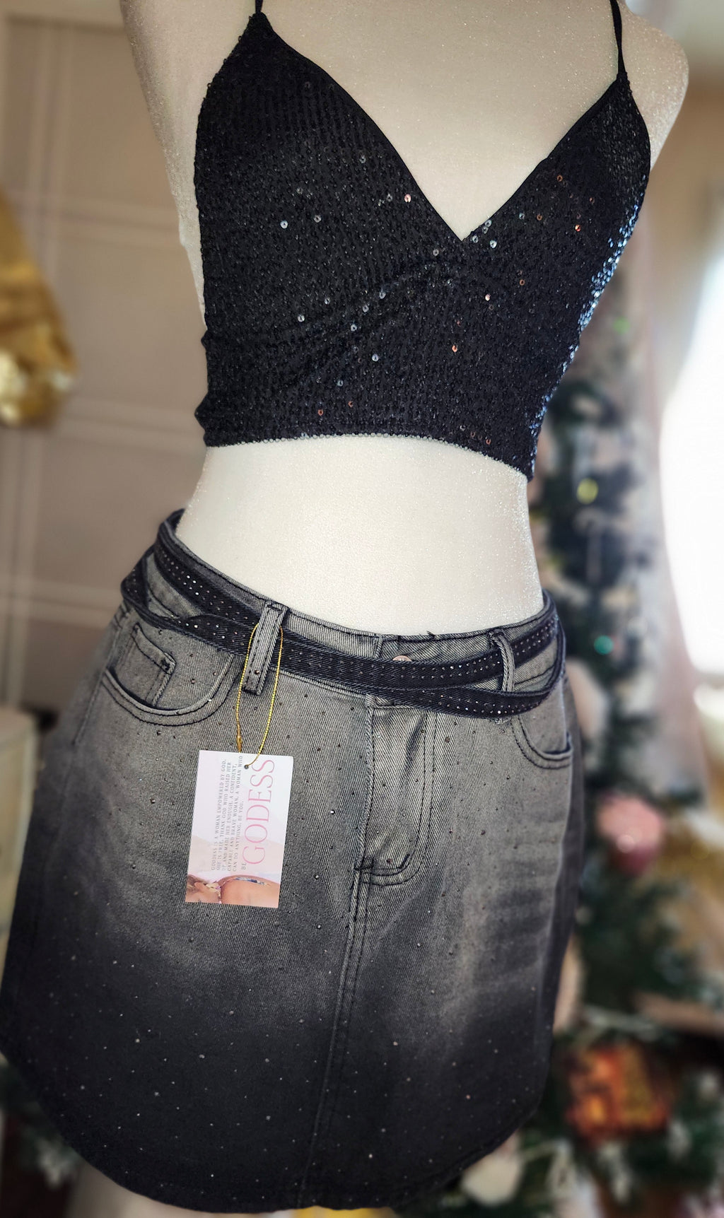 Berry Diamond denim skirt