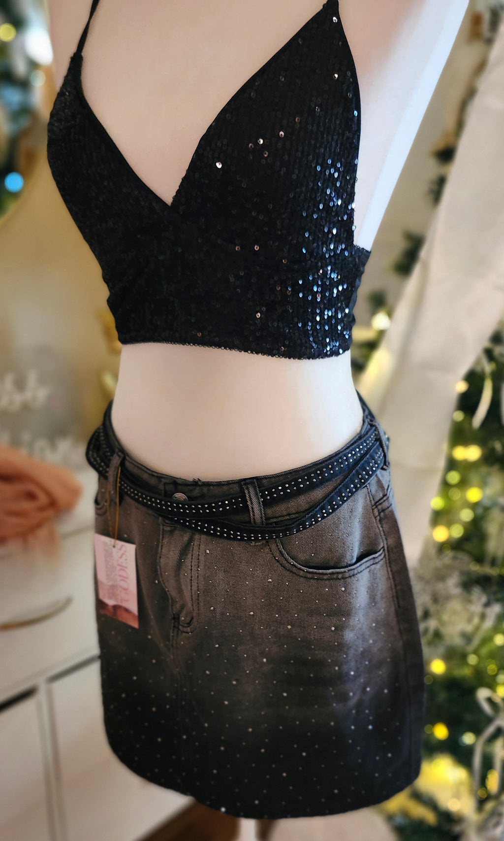 Berry Diamond denim skirt