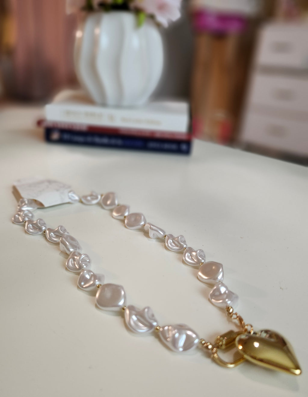 Perlas y corazón Necklace