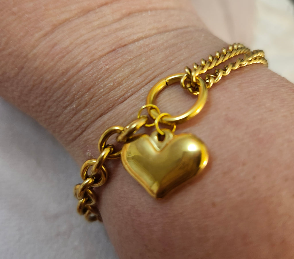 GODESS JEWELS:Gold Heart Bracelet