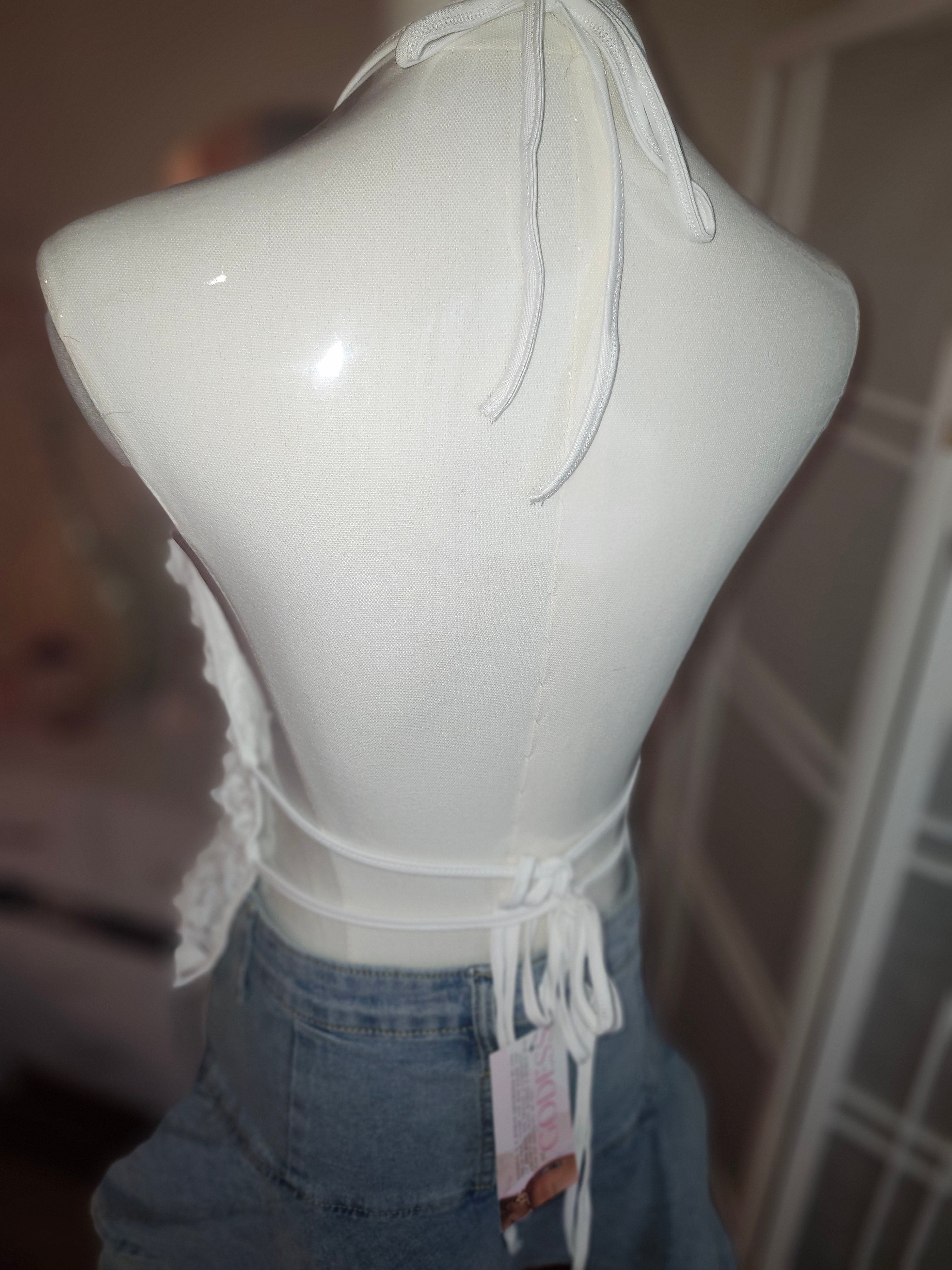 Belky White 3d Flower Top