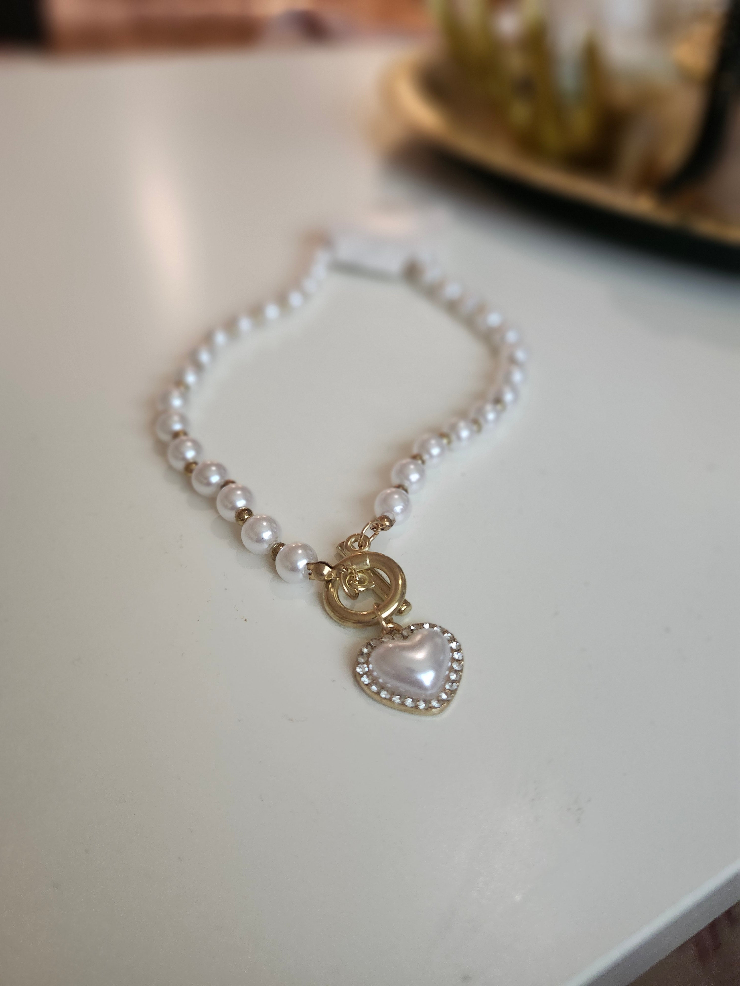 Heart n pearls necklace