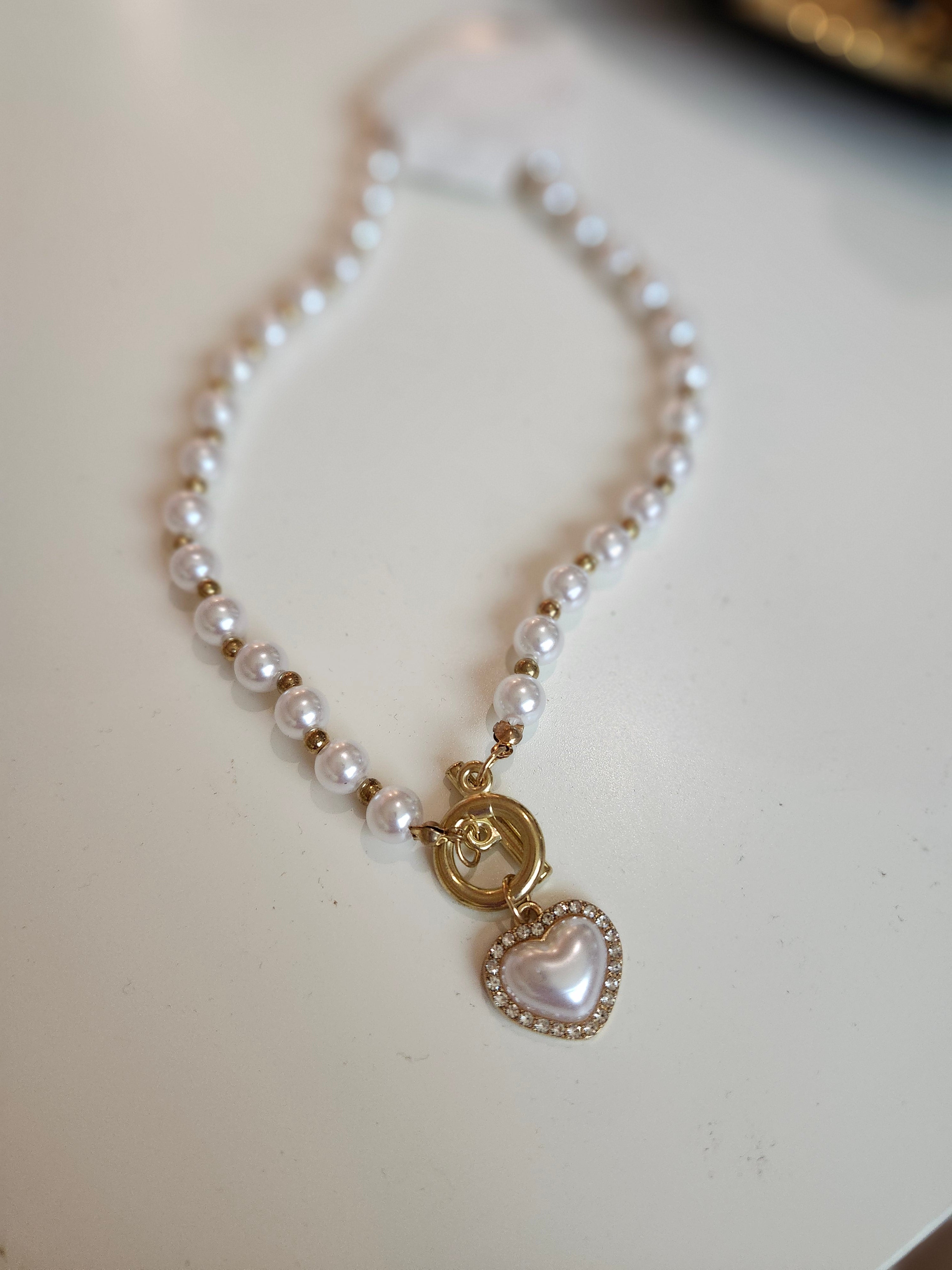 Heart n pearls necklace