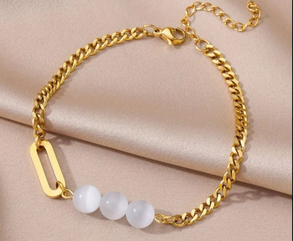 GODESS JEWELS:white Beads Bracelet