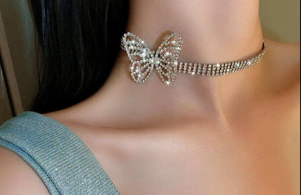 Diamond butterfly choker