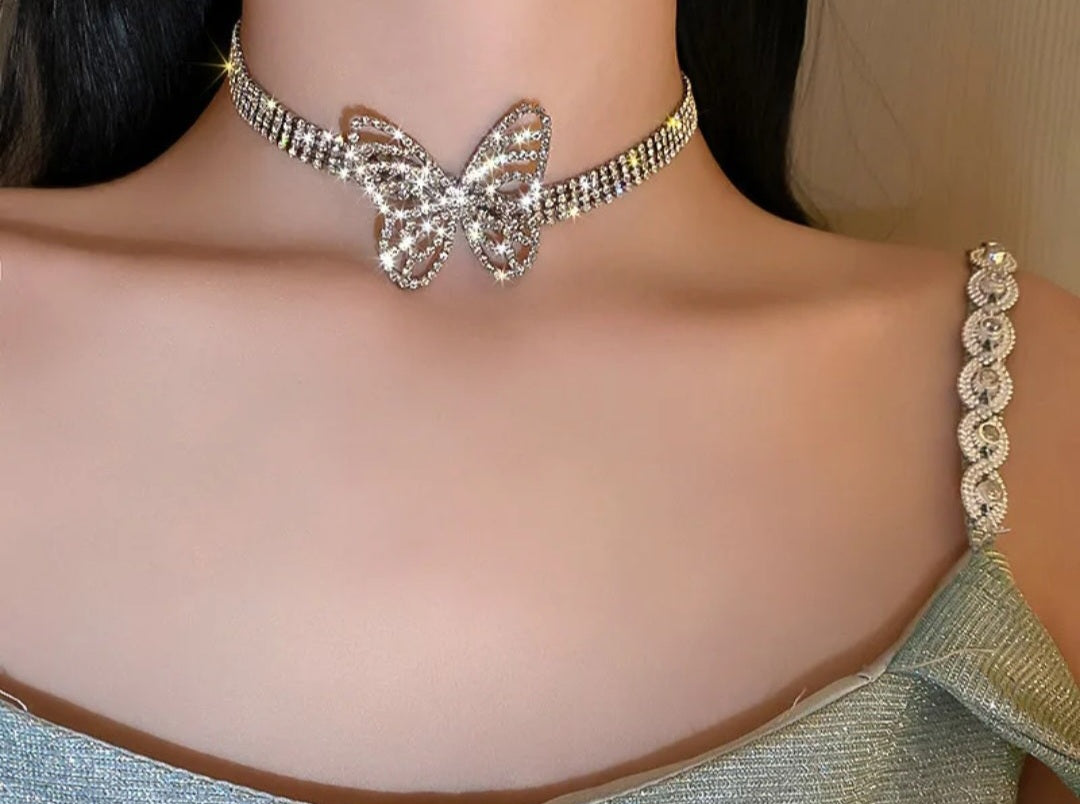Diamond butterfly choker