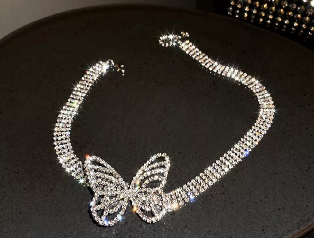Diamond butterfly choker