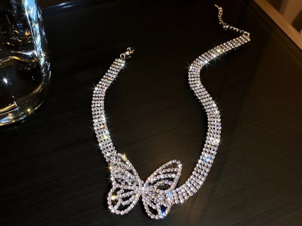 Diamond butterfly choker