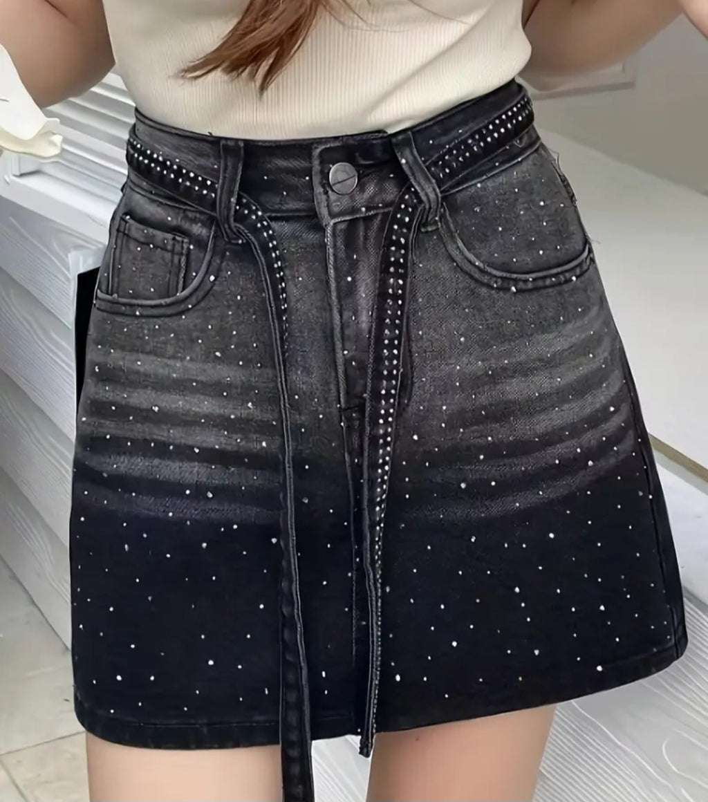 Berry Diamond denim skirt