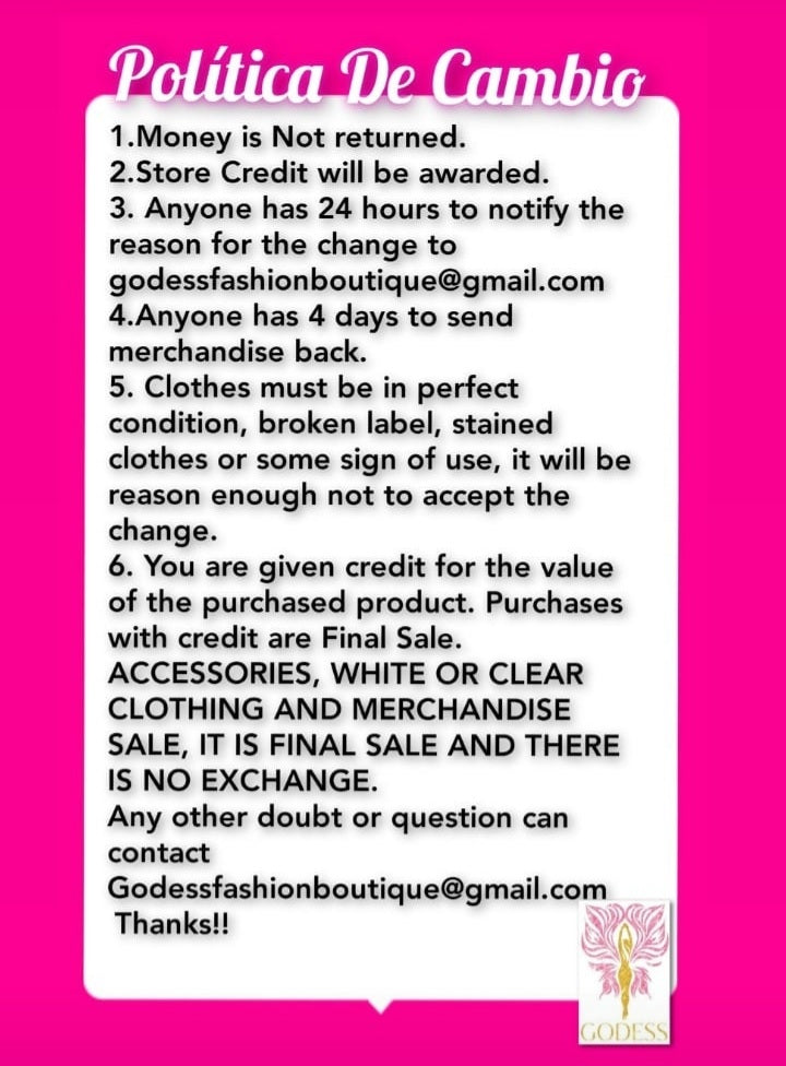 Policies.                                                                 GODESS FASHION